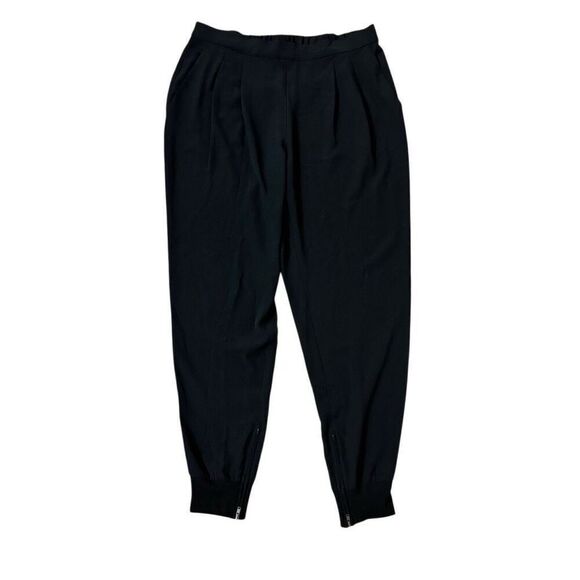 Eileen Fisher System Black Silk Jogger Dress Pants Zip Cuff Pleated Size Medium - Picture 5 of 5